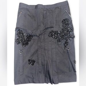 Vintage Black Skirt with Beaded Butterfly Design